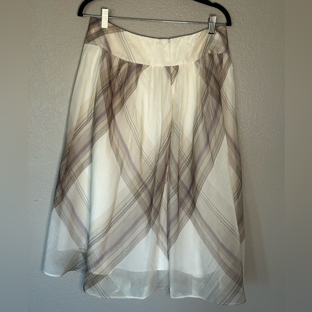 Talbot's 100% Silk A-Line Sheer Fully-Lined Midi Skirt Size 12 - Picture 6 of 10
